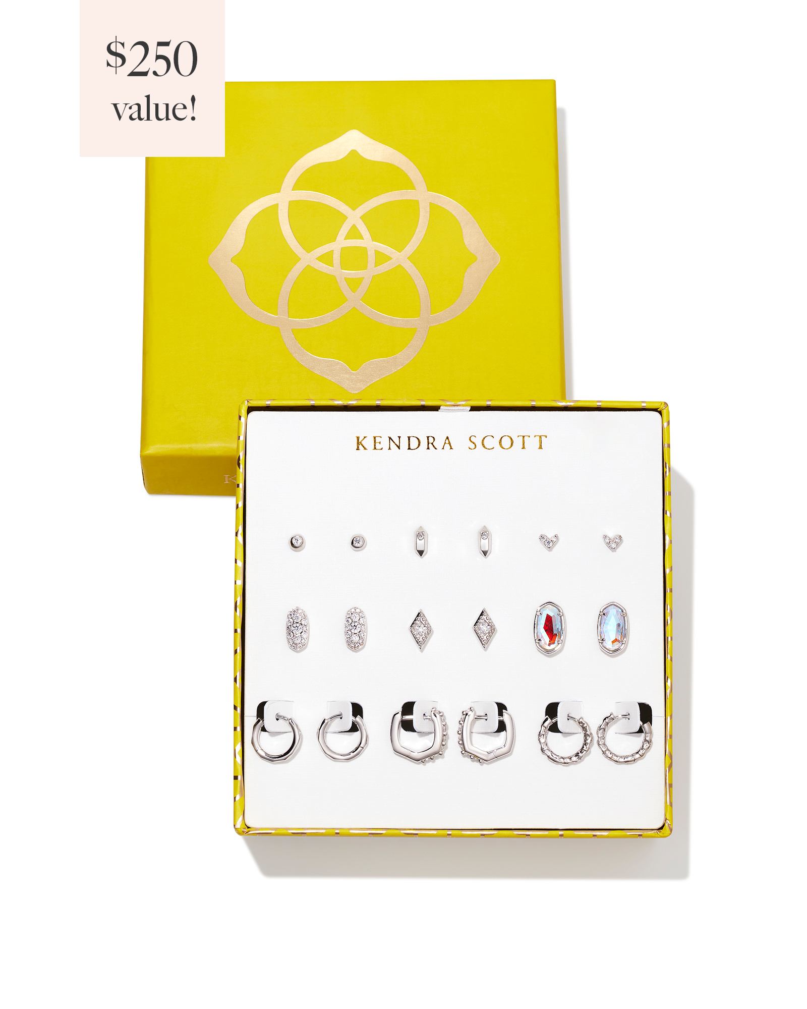 Kendra Scott Earring Gift Set of 9 in Silver | Dichroic Glass/Metal Rhodium